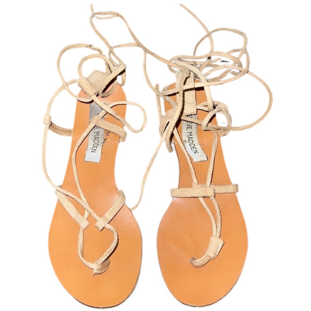 Steve Madden Tan Suede Tie Up Sandal Size 5